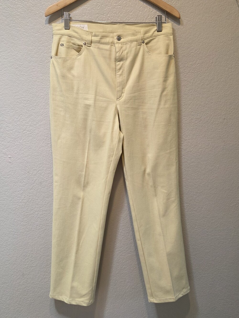 Vintage Escada Jeans Size 42 Butter Yellow Straight Leg 90s Minimalist